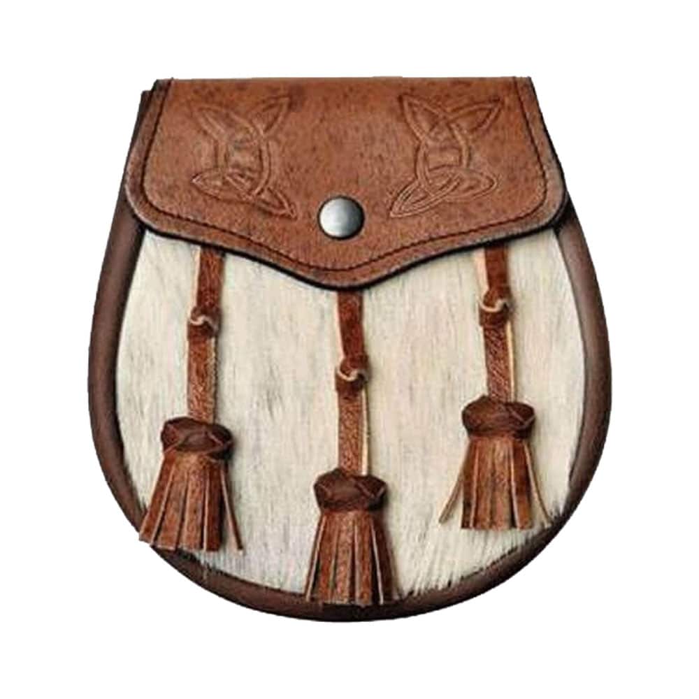 Semi Dress Natural Calfskin Khaki Celtic Embossed Sporran image 0